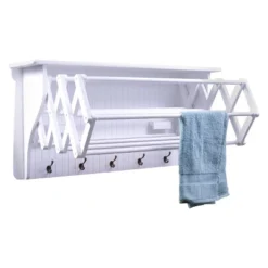 36" X 18" Wall Shelf With Collapsible Drying Rack And Hooks - Danya B. -Smart Office Sets GUEST 85305584 0a1f 44bc b2aa 0dd9a30df423