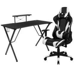 Flash Furniture Gaming Desk And Reclining Gaming Chair Set With Cup Holder, Headphone Hook, And Monitor/Smartphone Stand -Smart Office Sets GUEST 8578a611 c0fc 4078 b2cd 069f26ff35cf 1