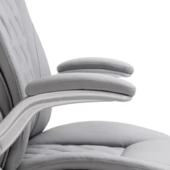 Vinsetto High Back 360° Swivel Ergonomic Home Office Chair With Flip Up Arms, Faux Leather Computer Desk Rocking Chair, Grey -Smart Office Sets GUEST 859cf192 985a 43b0 9053 8b6b389fd57b