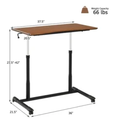 Costway Height Adjustable Computer Desk Sit Stand Rolling Notebook Table NaturalBrownBlack