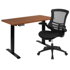 Flash Furniture 48"W X 24"D Electric Height Adjustable Standing Desk With Mesh Swivel Ergonomic Task Office Chair -Smart Office Sets GUEST 898ef723 af00 4e09 91ff a48a56a8c6e4