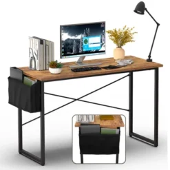 Costway Modern Computer Desk 47'' Study Writing Table W/ Storage Bag Coffee Black/Brown/Coffee -Smart Office Sets GUEST 89a6bfec dfff 497b 9494 f3b72036712b
