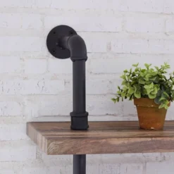 Modern Industrial 6-Tier Iron Pipe Wall Mount Ladder Shelf Distressed Wood - Danya B. -Smart Office Sets GUEST 89e1343f dc4e 47ec ae73 749041b07608