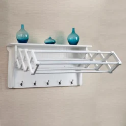 36" X 18" Wall Shelf With Collapsible Drying Rack And Hooks - Danya B. -Smart Office Sets GUEST 89fc9475 e18e 44da bd7c 879ff475be82
