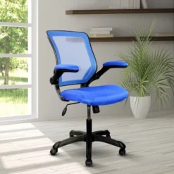 Mesh Task Office Chair With Flip Up Arms Blue - Techni Mobili