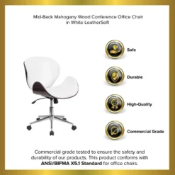 Emma And Oliver Mid-Back Wood Conference Office Chair With Leather Seat 16 Emma And Oliver Mid-Back Wood Conference Office Chair With Leather Seat -Smart Office Sets GUEST 8bb94bd1 dbe9 46ad 86a9 6d0cb539f00d