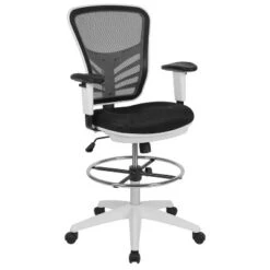 Flash Furniture Mid-Back Mesh Ergonomic Drafting Chair With Adjustable Chrome Foot Ring, Adjustable Arms -Smart Office Sets GUEST 8c8ff1ef f2c0 4d8b b771 c2a48886b6cb