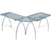 Futura L-Shaped Desk With Adjustable Top - Silver/Blue Glass -Smart Office Sets GUEST 8d21510d e140 4c9f 98b2 c9b72756bdcd