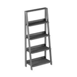 Lavish Home 4-Tier Ladder Bookshelf Freestanding Wooden Bookcase, Gray -Smart Office Sets GUEST 8e3553c1 6bae 46c7 91ea 2017d1c76306