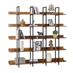 5 Tier Bookshelf Retro Industrial Style Open Storage Display Rack - ModernLuxe -Smart Office Sets GUEST 8e40347c 51e7 436b 9ddf 10f29b8615c0