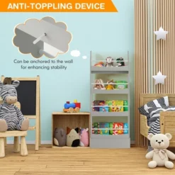 Tangkula 4-Tier Kids Bookshelf Toy Storage Bookcase Rack Wall W/ Anti-toppling Kits -Smart Office Sets GUEST 92c9dccb 0d9e 4302 926c 56e5d1570169