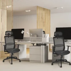 Tangkula High Back Mesh Office Chair Ergonomic Executive Chair Swivel Computer Task Chair W/ Headrest Black/ Gray