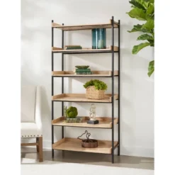 75" Yuka Rustic Etagere/Bookcase With 5 Shelves Natural Finish - Treasure Trove Accents -Smart Office Sets GUEST 9386f97d a533 4b2c 8fd0 7bb5b235a274
