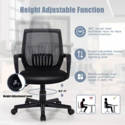 Costway Mid-Back Office Executive Chair Mesh Chair Height Adjustable W/ Lumbar Support -Smart Office Sets GUEST 93f620a3 7155 4a21 ac94 5bd37de14bd7