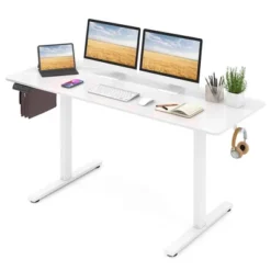 Costway 63 X 24 Inch Sit Stand Desk Height Adjustable Electric Standing Desk Natural/Brown/White -Smart Office Sets GUEST 947e0e56 d1c1 4724 9a19 a7ce79d1091d