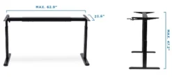 Mount-It! 44" To 64" Wide Manual Hand Crank Standing Desk Height Adjustable Frame Black MI-7931 -Smart Office Sets GUEST 96c8a116 04d9 45a1 b558 a5421ba435a7