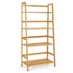 Costway 4-Tier Bookshelf Bamboo Ladder Shelf Bathroom Shelves Storage Plant Stand Rack -Smart Office Sets GUEST 96f711c8 d72a 4b37 9f87 265463866609