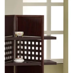 4 Panel Book Shelves Room Divider Walnut - Ore International -Smart Office Sets GUEST 98118973 06b6 471f 8451 0167e7d7b361