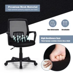 Costway Mid-Back Office Executive Chair Mesh Chair Height Adjustable W/ Lumbar Support -Smart Office Sets GUEST 98c51f46 e3d0 4752 9cf6 8e0b01172c61