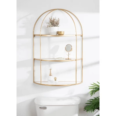 21" X 32" Freade Tiered Decorative Wall Shelf White/Gold - Kate & Laurel All Things Decor 6 21" X 32" Freade Tiered Decorative Wall Shelf White/Gold - Kate & Laurel All Things Decor - Image 4