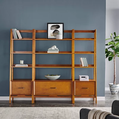 70.5" 3pc Landon Bookcase Set - Crosley 4 70.5" 3pc Landon Bookcase Set - Crosley - Image 2