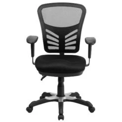 Emma And Oliver Mid-Back Black Mesh Multifunction Ergonomic Office Chair With Adjustable Arms -Smart Office Sets GUEST 99cafc51 bb9e 48aa befd f3c082d5fb0b
