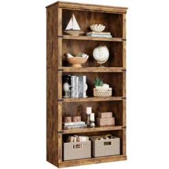 5 Tier Book Shelf Farmhouse Bookcase Open Storage Shelves 31.4" X 12.7" X 67.4" Book Case -Smart Office Sets GUEST 9b23047a 3549 4c89 8bd7 859f91d6f89b