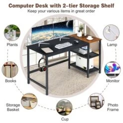 Costway 59'' Home Office Computer Desk Study Laptop Table Detachable Shelf Rustic -Smart Office Sets GUEST 9c0cd770 97d6 4bd9 a00b 14759214bb39