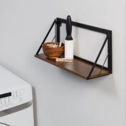 Honey-Can-Do Small Laundry Wall Shelf With Wood Walnut -Smart Office Sets GUEST 9cfae3e8 37a9 4b51 9157 3363c511952a