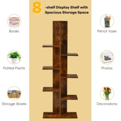 Costway 8-shelf Bookcase Freestanding Tree Shelf Display Storage Stand BlackWhite -Smart Office Sets GUEST 9d2c72e0 df57 4f7e 870a 3a2297b66558