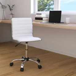 Merrick Lane Home Office Chair Ergonomic Executive Ribbed Low Back Armless Computer Desk Chair - Base, Frame & Border -Smart Office Sets GUEST 9dc0af9e 3101 4910 bd96 a29eeb69cfb9