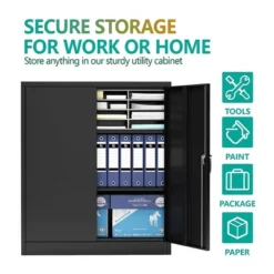 AOBABO 2 Door Durable Locking Metal Storage Cabinet Organizer With 2 Adjustable Shelves And 2 Keys For Garages And Offices -Smart Office Sets GUEST 9dda4c8d be08 4454 83ff de2d8e4bff6d