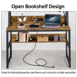 Yaheetech 47.5-inch Laptop Computer Desk With Power Outlet And Elevated Bookshelf -Smart Office Sets GUEST 9ea96388 510e 4ff1 bab0 a7e75156d6e6