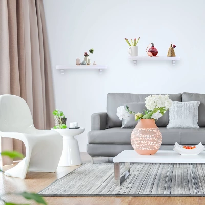 23.6" X 4" 2pc Decorative Floating Display Ledge Shelves White - Danya B. 5 23.6" X 4" 2pc Decorative Floating Display Ledge Shelves White - Danya B. - Image 3