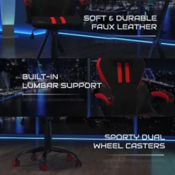 BlackArc High Back Gaming Chair With Red And Black Faux Leather Upholstery, Adjustable Swivel Seat And Padded Flip-Up Arms -Smart Office Sets GUEST a1629287 71c6 40e0 b7d4 4dfe9e61da2b