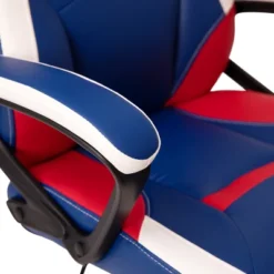 BlackArc High Back Gaming Chair With Red And Blue Faux Leather Upholstery, Adjustable Swivel Seat And Padded Flip-Up Arms -Smart Office Sets GUEST a36f2b78 29a6 456c 8dcc 26fc5d7fcbfa