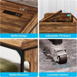 Tribesigns 71" Queen Size Overbed Table With Adjustable Tilt Board, Mobile Laptop Cart With Outlets & USB Ports -Smart Office Sets GUEST a4bcc9e7 cb63 4236 86a7 5f6089605a82