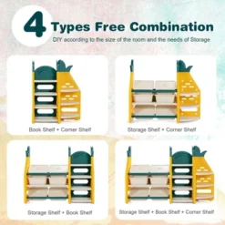 Costway 3-in-1 Kids Toy Storage Organizer Bookshelf Corner Rack W/ Plastic Bins -Smart Office Sets GUEST a6188a9a edfb 4e79 9aa3 33f73c44f351