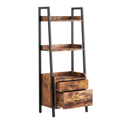 Fabato Bookshelf Bookcase W/Ladder Shelves, Metal Frame, & 2 Organizing Drawers For Living Room, Office, Or Bedroom 8 Fabato Bookshelf Bookcase W/Ladder Shelves, Metal Frame, & 2 Organizing Drawers For Living Room, Office, Or Bedroom - Image 6
