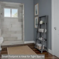 Lavish Home 4-Tier Ladder Bookshelf Freestanding Wooden Bookcase, Gray -Smart Office Sets GUEST a6fb23f7 3b65 4b9b be89 f3ac12766951