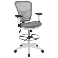 Flash Furniture Mid-Back Mesh Ergonomic Drafting Chair With Adjustable Chrome Foot Ring, Adjustable Arms -Smart Office Sets GUEST a8748b71 4ecf 450e ad72 dbc2230b5edc