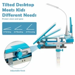 Costway Height Adjustable Kids Study Table And Chair Set W/Bookstand & Light Pink/Light Blue -Smart Office Sets GUEST a9107810 acc0 4dfb a909 e7aa739a483e