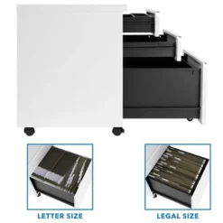 Mount-It! 3 Drawer Cabinet For Under Desk With Wheels | Rolling Storage With Lock For Files & Materials, Mobile Space Saving For Home & Office - White -Smart Office Sets GUEST a9bfc029 2275 4cca a753 36116872959c