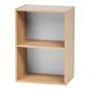 IRIS 2 Tier Wood Storage Shelf Brown/White