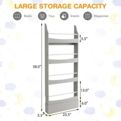 Tangkula 4-Tier Kids Bookshelf Toy Storage Bookcase Rack Wall W/ Anti-toppling Kits -Smart Office Sets GUEST ac059886 53b1 4eab b78b 01cdee2f7c10