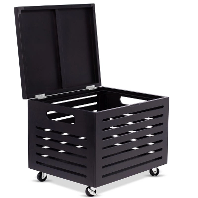 BirdRock Home Bamboo Rolling File Storage Organizer Box With Lid - Cafe Noir 7 BirdRock Home Bamboo Rolling File Storage Organizer Box With Lid - Cafe Noir - Image 5