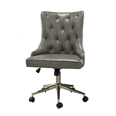Busiris Height Adjustable Task Chair With Nailhead Trim | Karat Home-TURQUOISE 15 Busiris Height Adjustable Task Chair With Nailhead Trim | Karat Home-TURQUOISE - Image 13