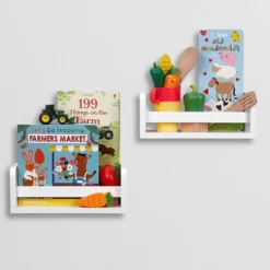 RiverRidge Home Kids’ Book Nook Bench With Cubbies And 2 Bonus 10'' Floating Wall Bookshelves White - RiverRidge -Smart Office Sets GUEST adee4863 3a76 44ff 9c2f 65d41d614452