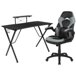 Emma And Oliver Gaming Desk & Chair Set With Cup Holder, Headphone Hook, And Monitor Stand -Smart Office Sets GUEST ae2e9b8b 9a7b 483b bd71 c390b00712b7 1