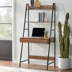 3pc Denton Ladder Desk And Shelf Walnut/Black - Buylateral -Smart Office Sets GUEST aeb7134a 84b9 4fbb ada4 922c6f3e8ba0